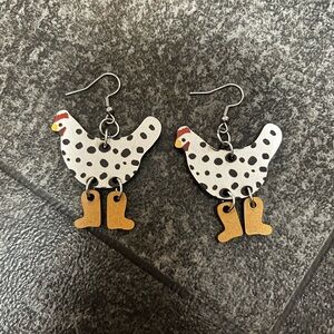 New! No tags! Texas Chicken with Boots Earrings